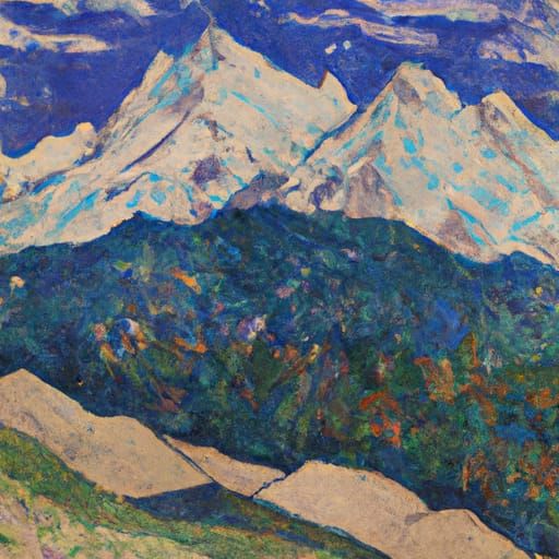 Hodler-Inspired Mountainscape Painting