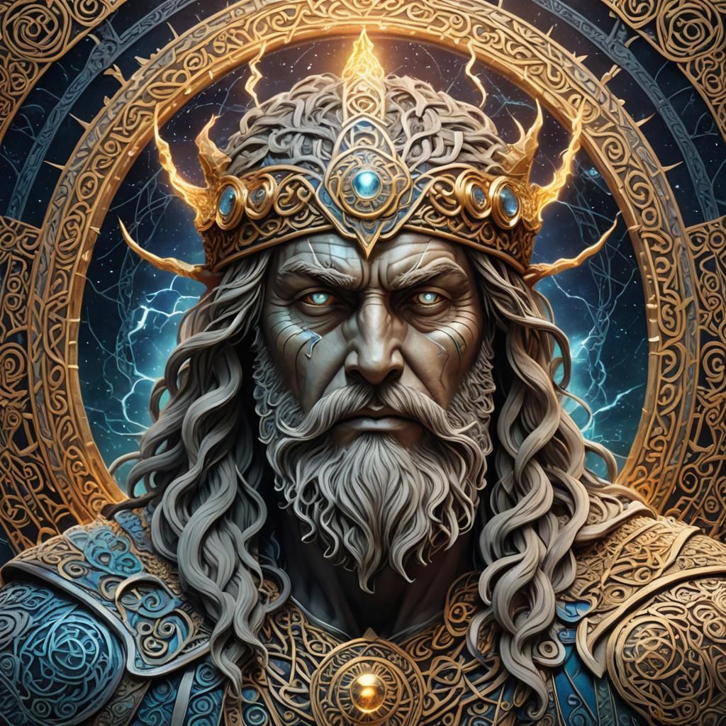 Celtic God of Lightning in Indonesian Fantasy Style