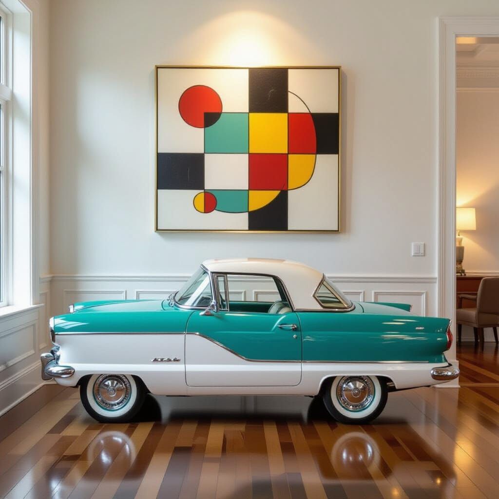 1957 Nash Metropolitan Art Display in Luxurious Room