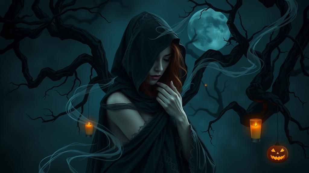 Mystical Woman in Autumnal Mist, Gothic Romanticism