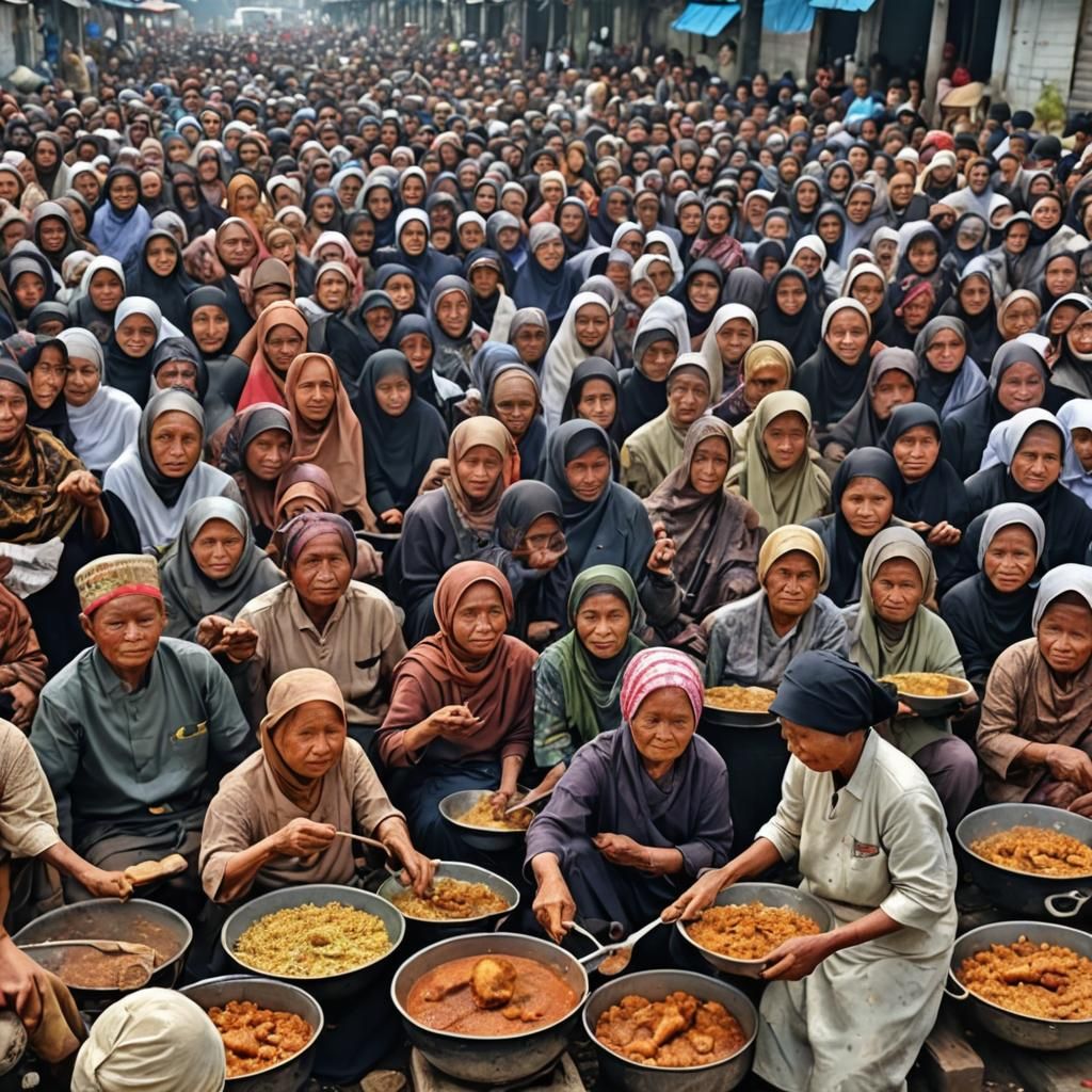 Hyperrealistic Image of an Elderly Indonesian Woman Cooking