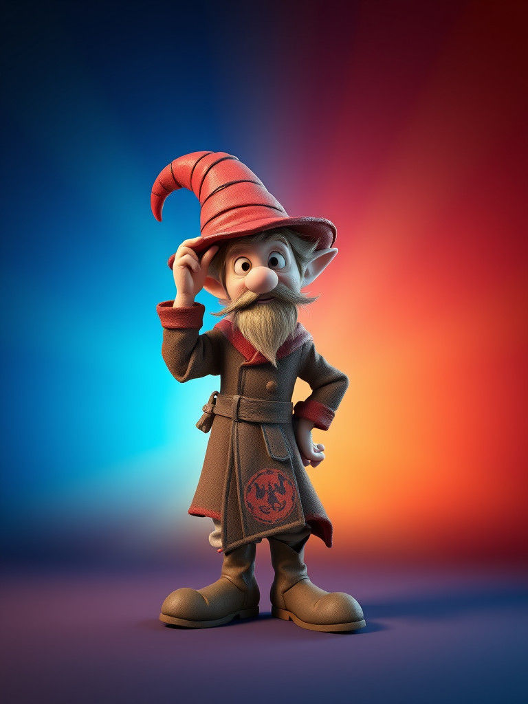 Rincewind the Wizard in Whimsical 3D Cartoon Style