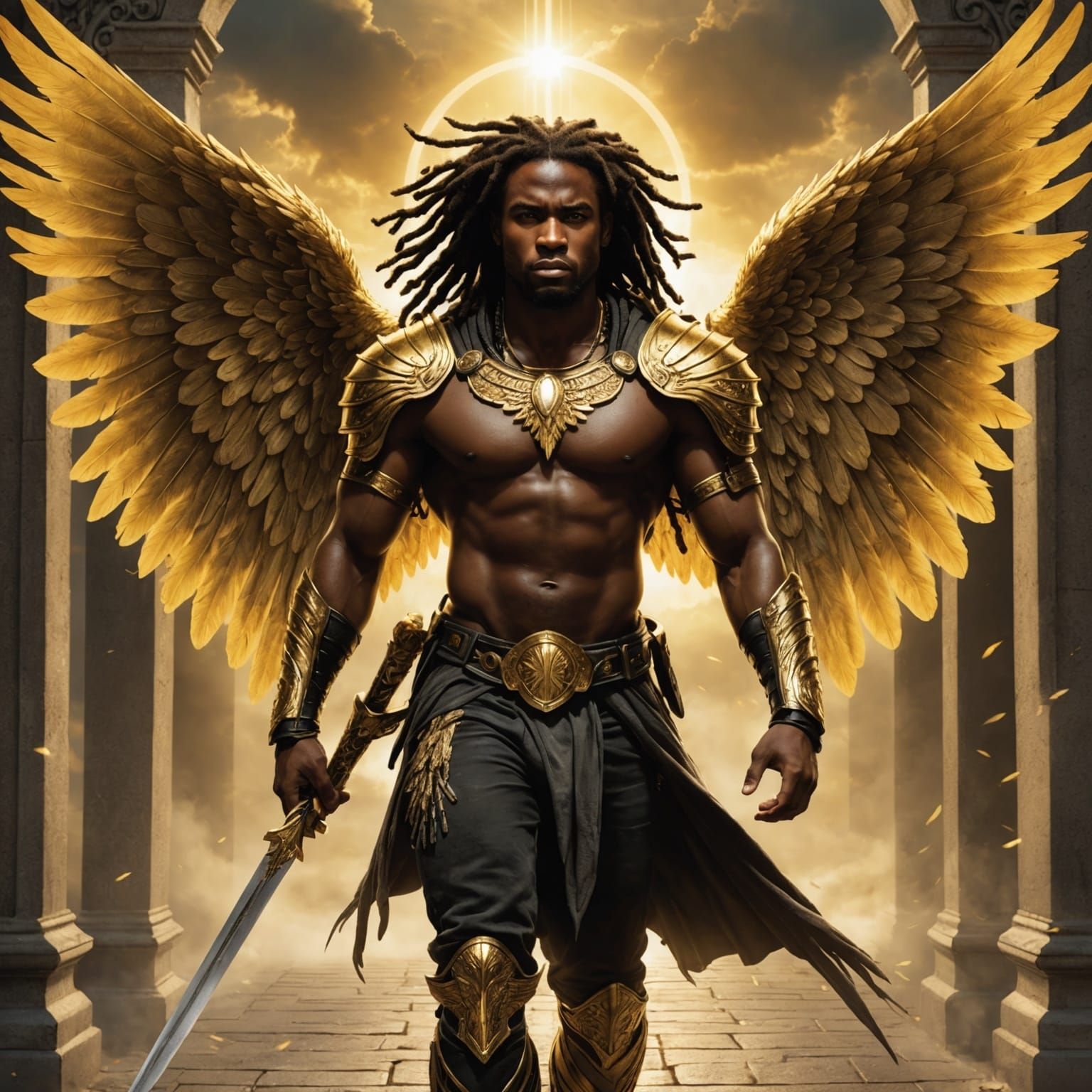 Warrior Angel Ascending to Heaven