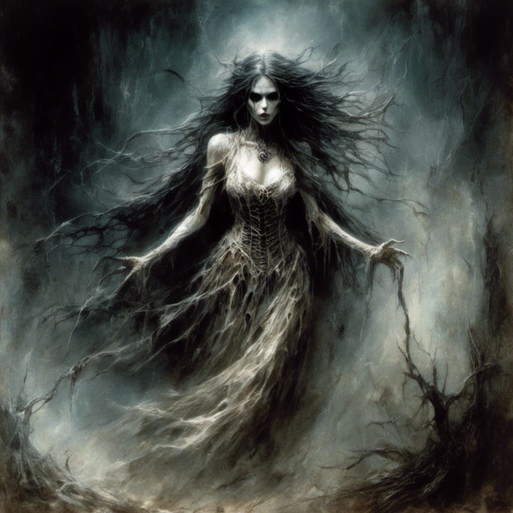 Ghost Woman in Dark Macabre Horror Art
