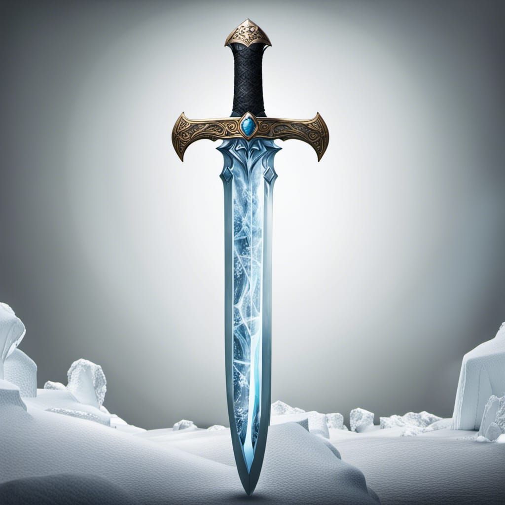 Intricate Ice Sword Sculpture