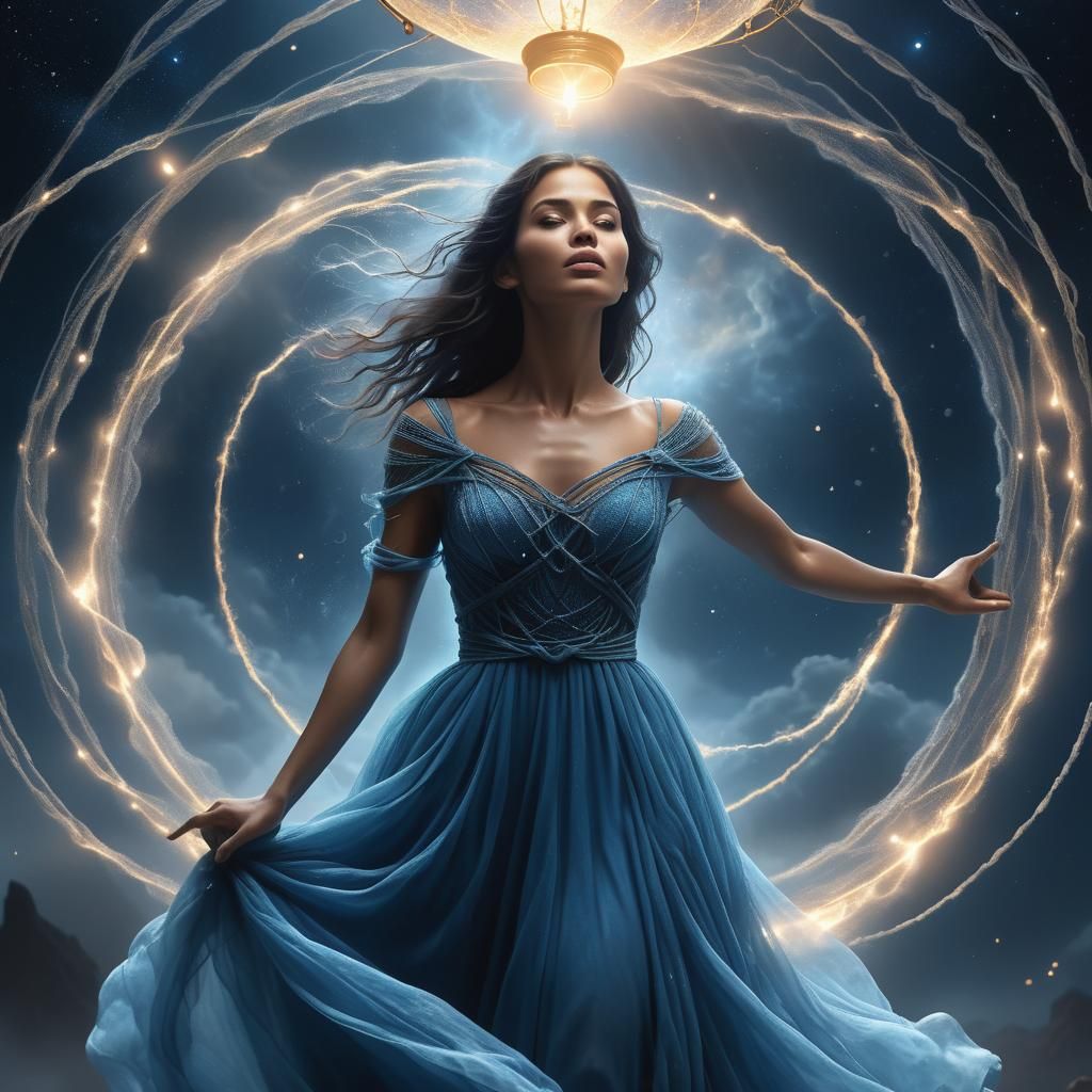 Magical Woman in a Glowing Universe, Digital Art