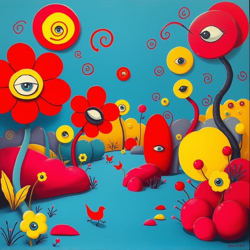 Vibrant Surreal Garden Blooms with Whimsy