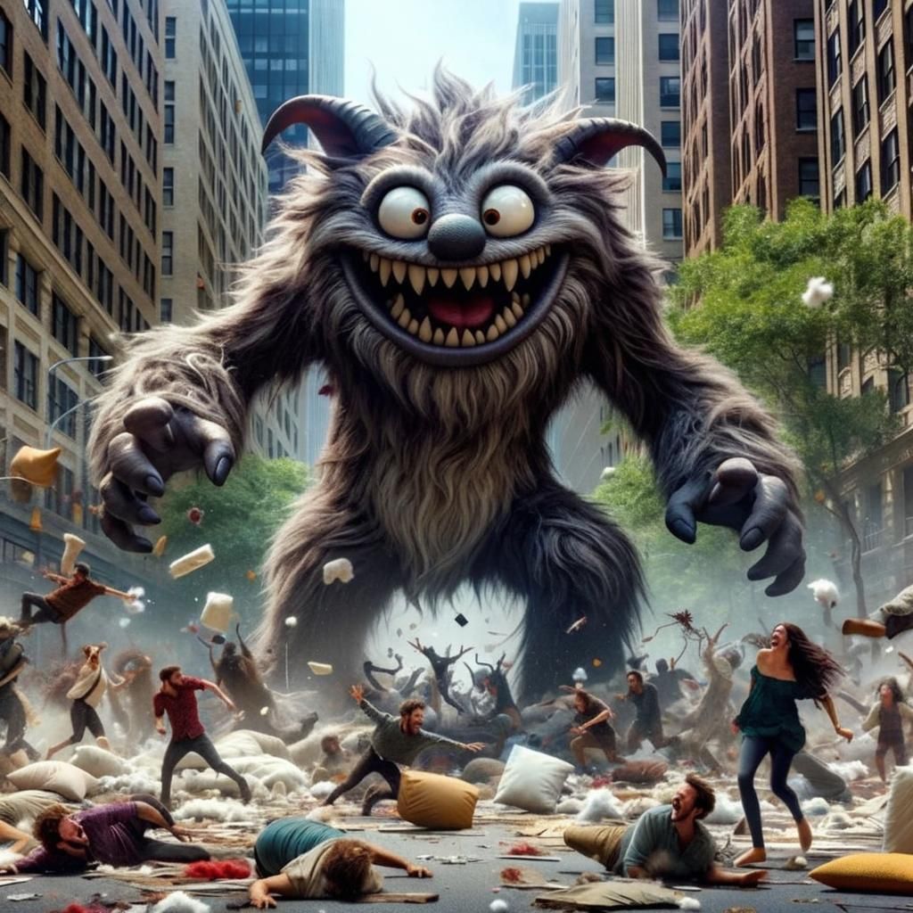 Cartoon Monster Mischief in the City