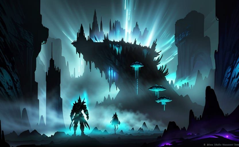 Fantasy Adventurers Emerge into Bioluminescent Caves