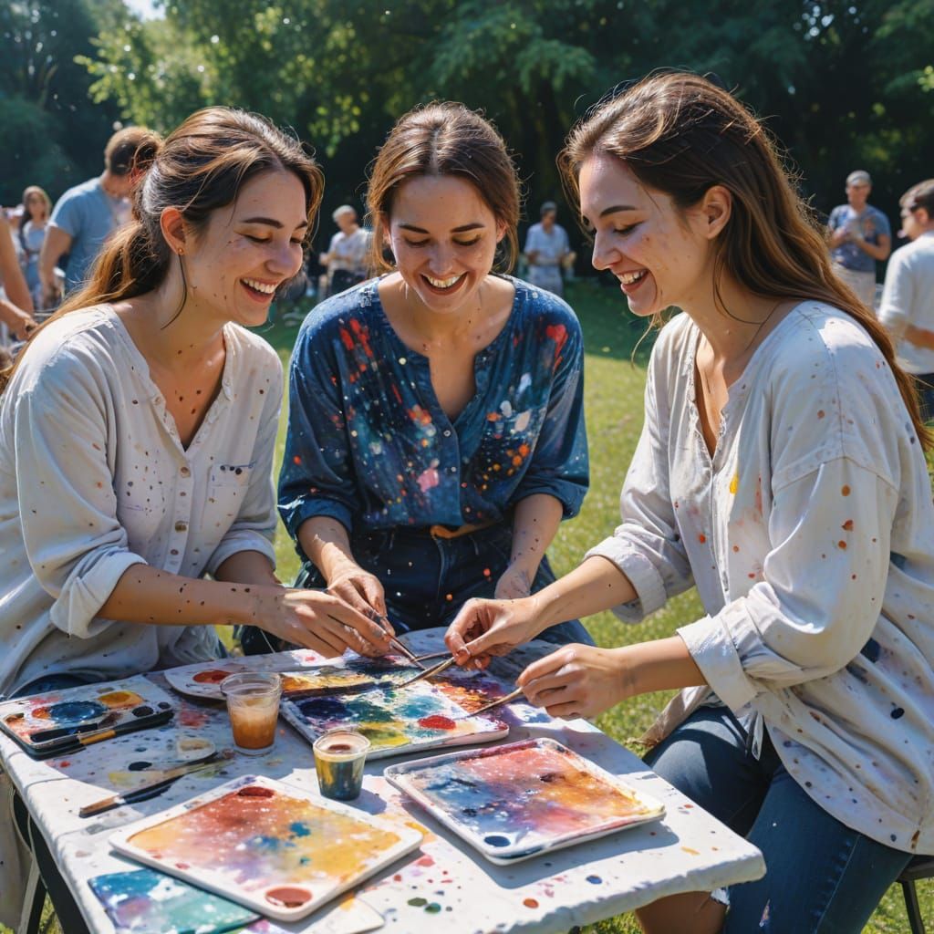 Joyful Friends Unite in Vibrant Impressionist Masterpiece