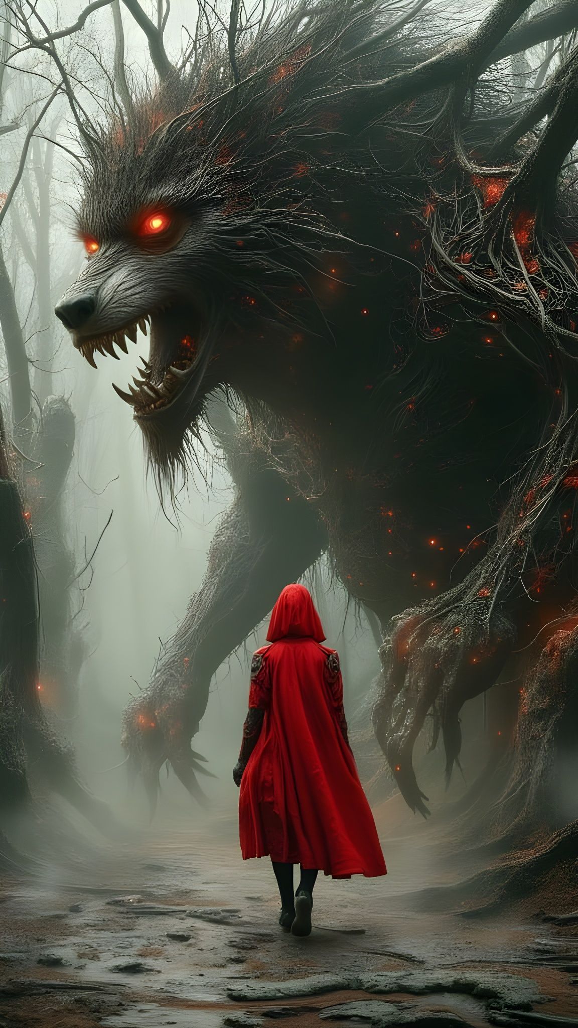 Red Riding Hood and Wolfman in Urban Street Life Style