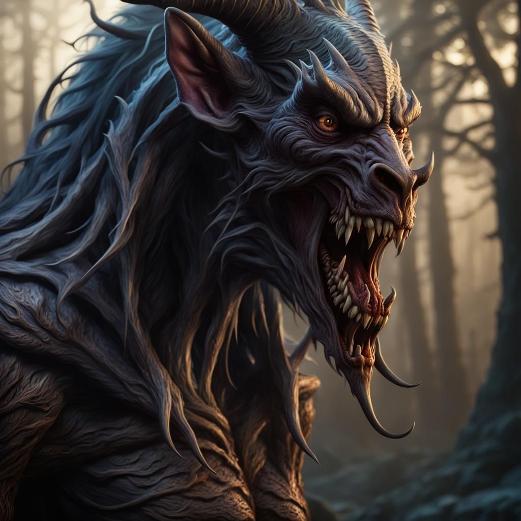 Eldritch Wendigo Portrait in Gothic Art Style