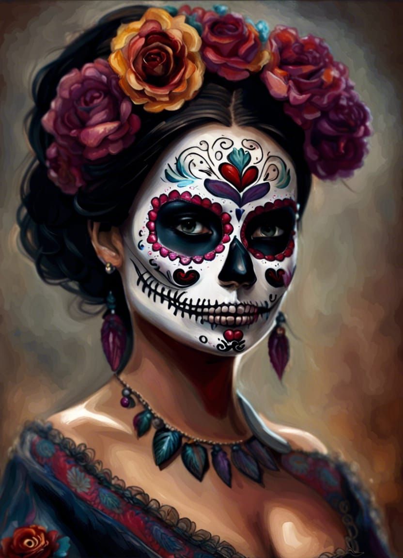 Day of the Dead Catrina Portrait in Oil