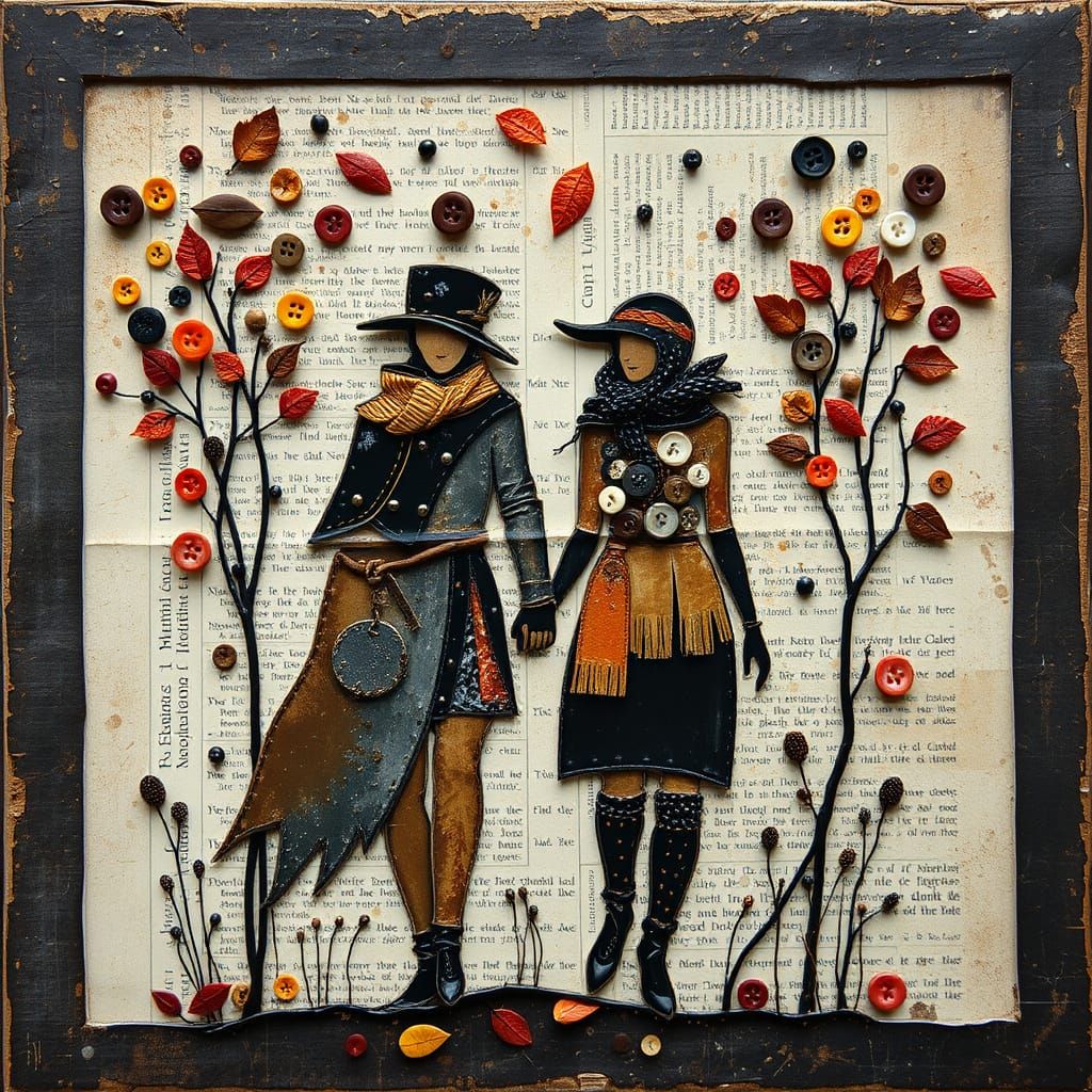 Abstract Autumn Portrait of Medieval Couple