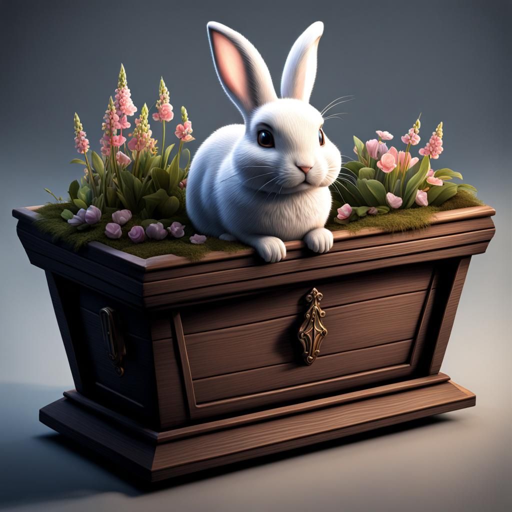 Cute Rabbit Peeking: Dreamcore Folk Art