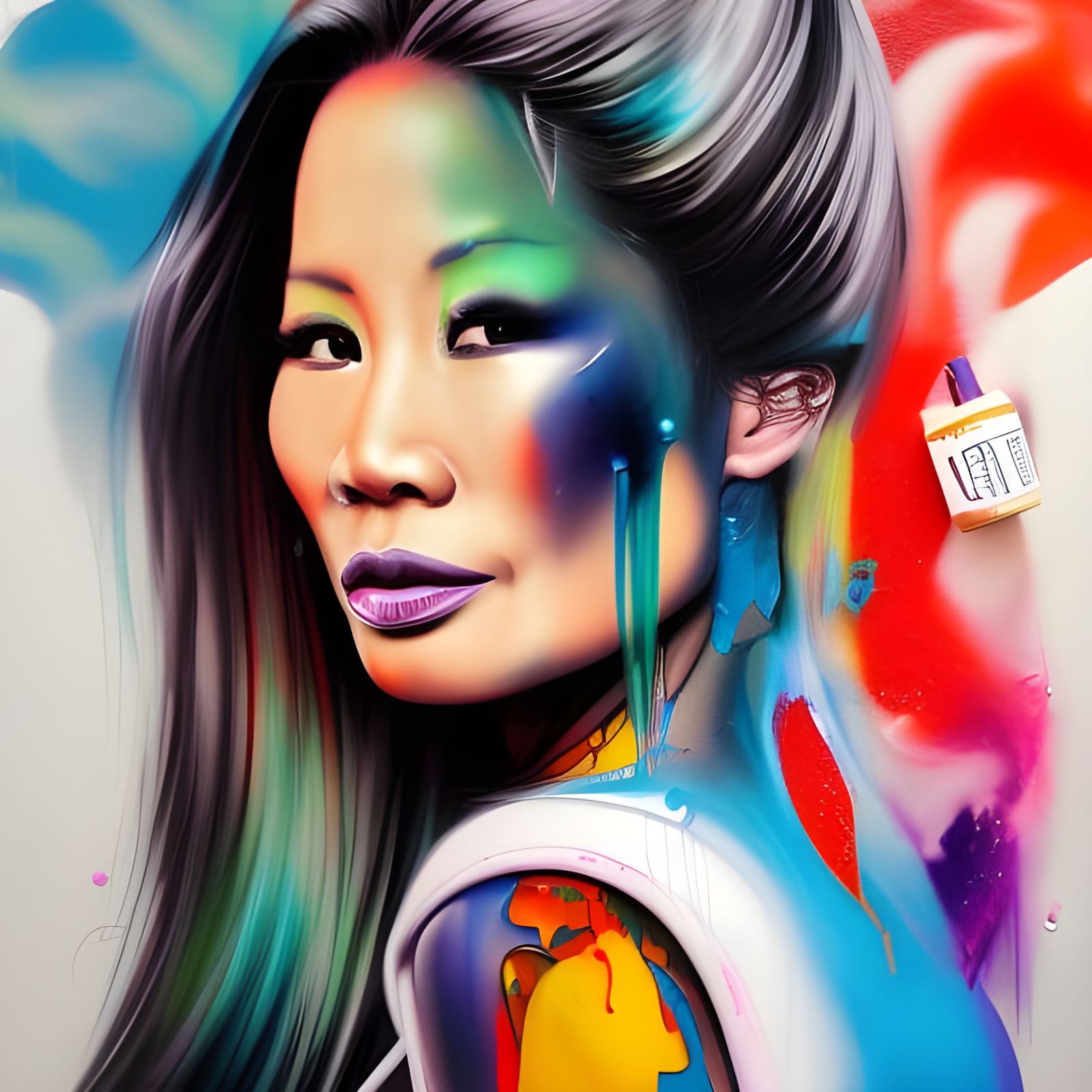 Lucy Liu Graffiti Art in Splash Art Style