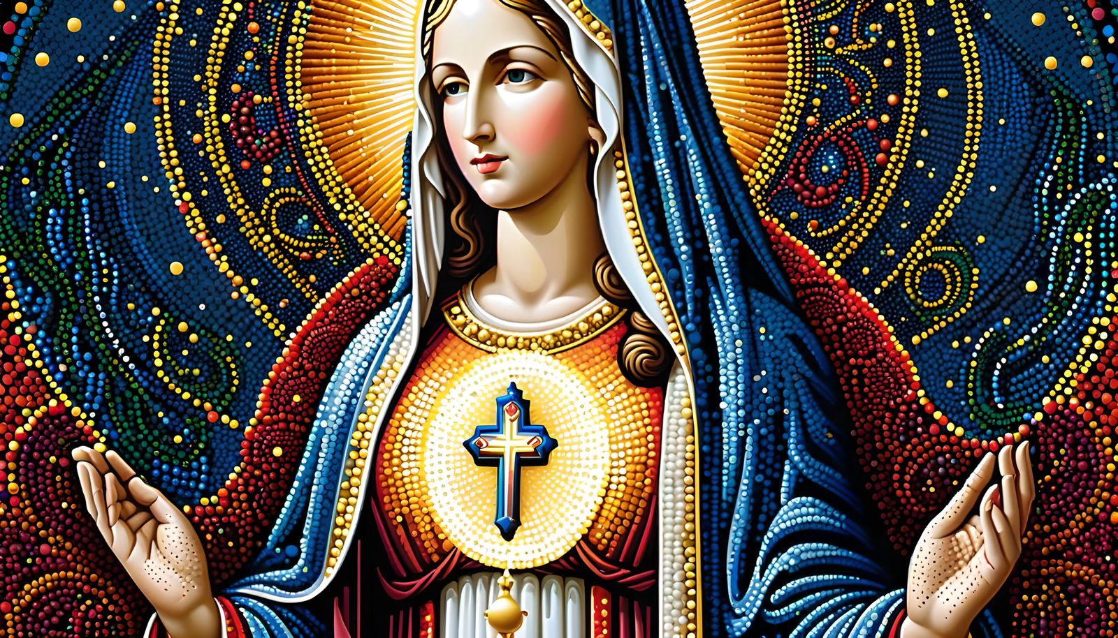 Using The Art Style Of Pointillism To Create An Image of The Blessed Virgin Mary (For Daily Challenge)