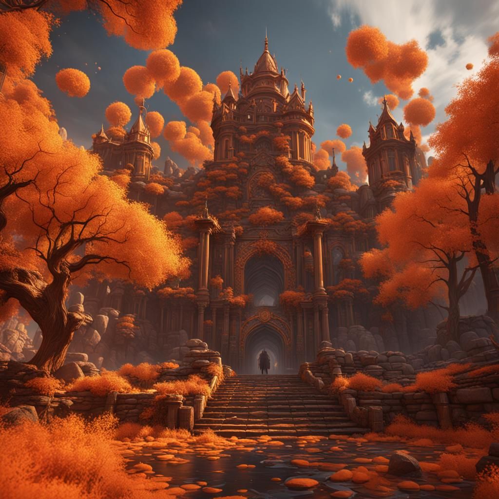 Fantastical Orange in Detailed Matte Painting