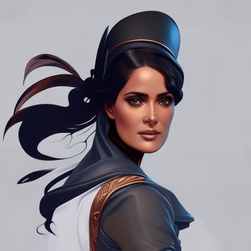 Salma Hayek as French Maid: Hyperdetailed Portrait