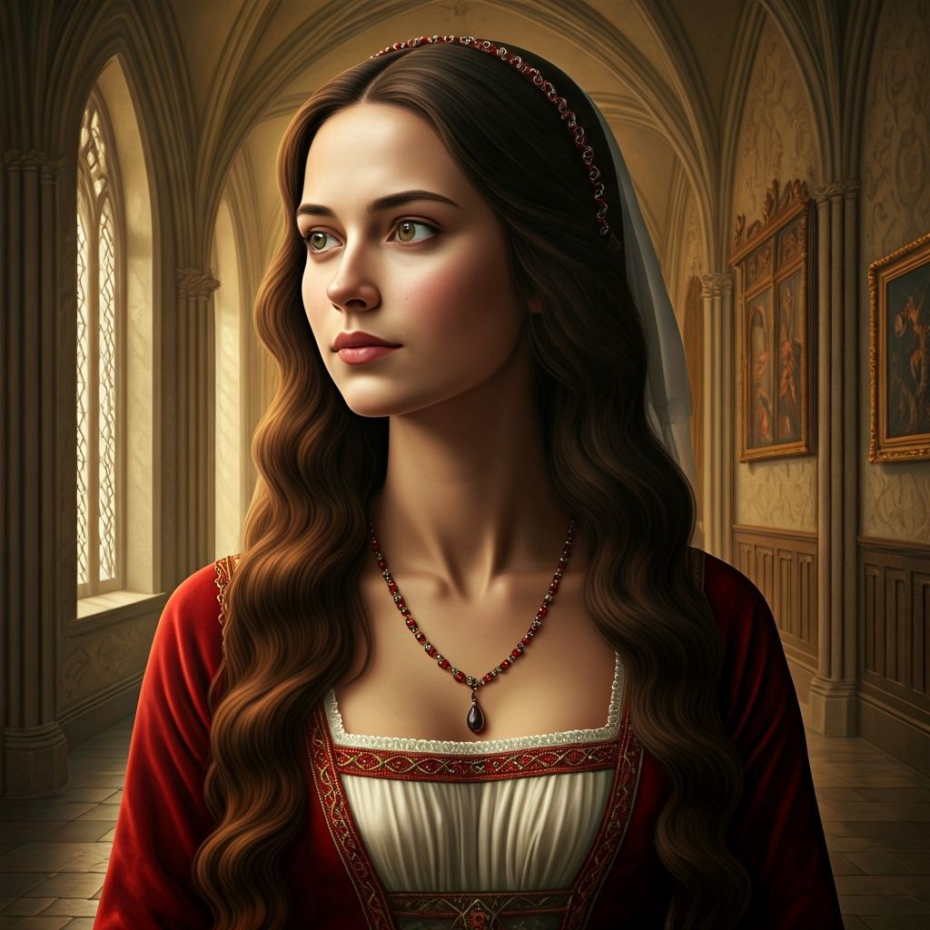 Medieval Juliet Capulet in Ethereal Palace Hallway