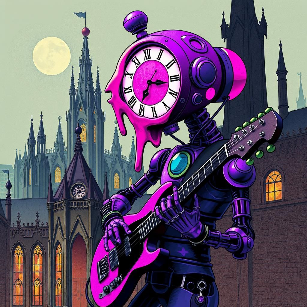 Biopunk Robot Jazz Fusion in Surrealist Style