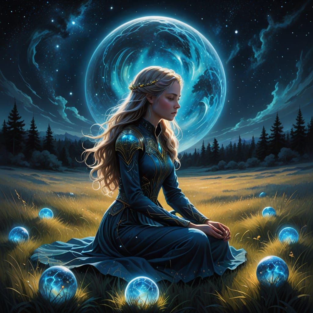 Cosmic Fantasy Art of Aurora Beneath Twin Moons