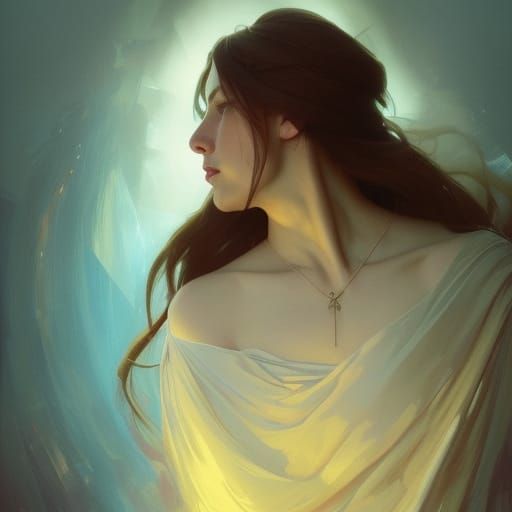 Detailed Portrait of Spirituality in Triadic Colors