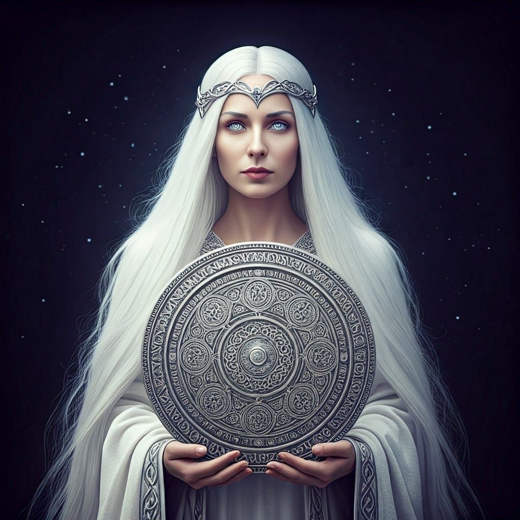 Ethereal Celtic Goddess Arianrhod in Moonlight