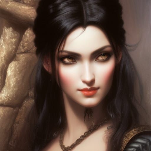 Dark Fantasy Portrait of Gorgeous Woman in Tavern