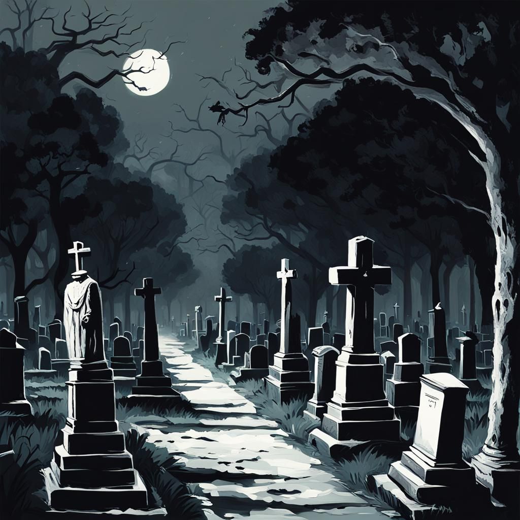 Eerie New Orleans Cemetery Concept Art in Fauvist Style