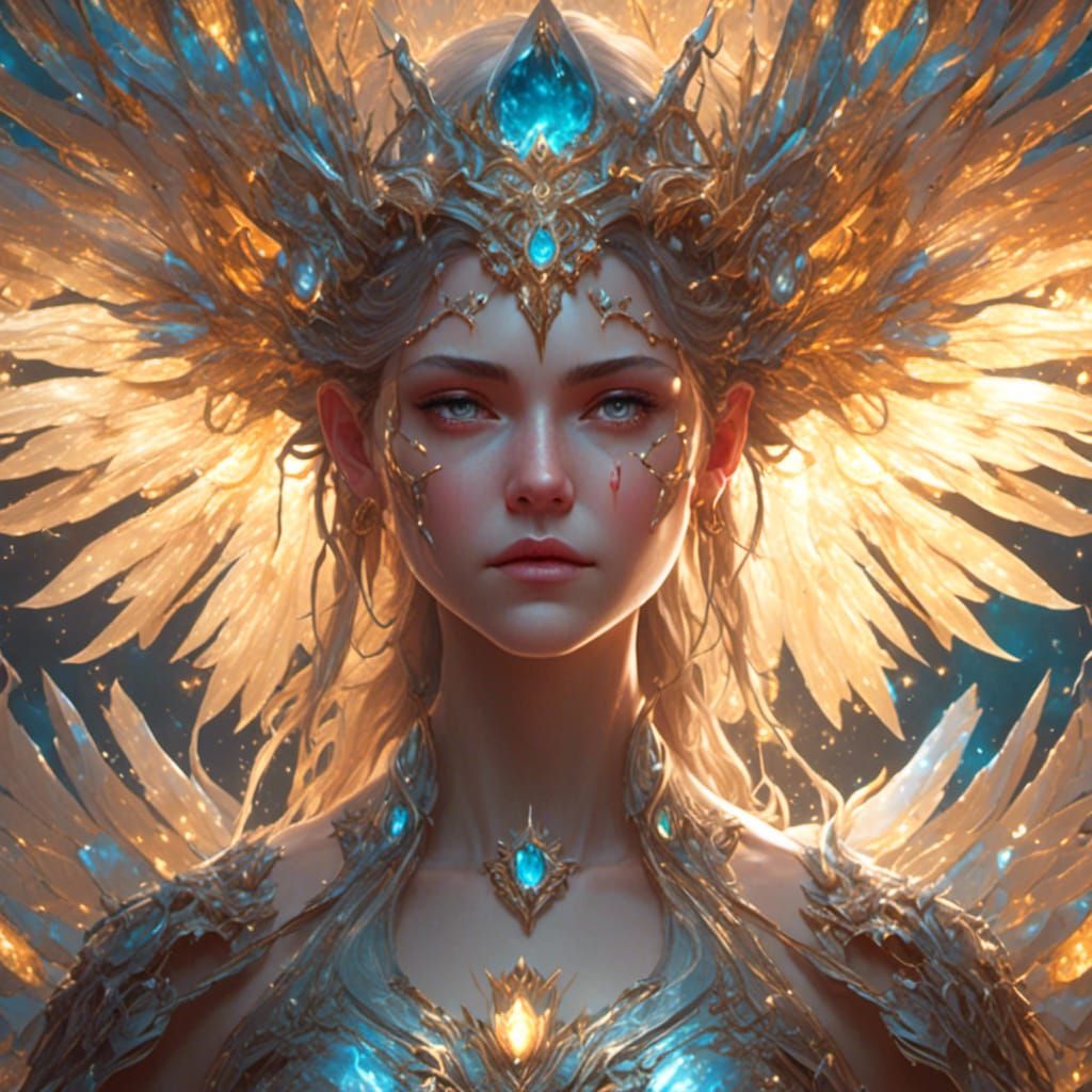Crystal Fairy Portrait with Magnificent Wings