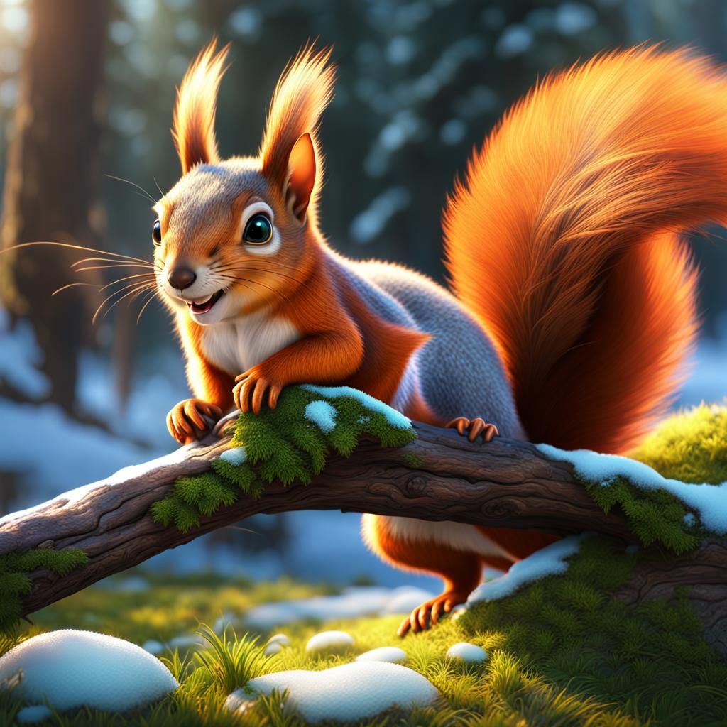 Squirrels Wake From Winter in Spring Landscape