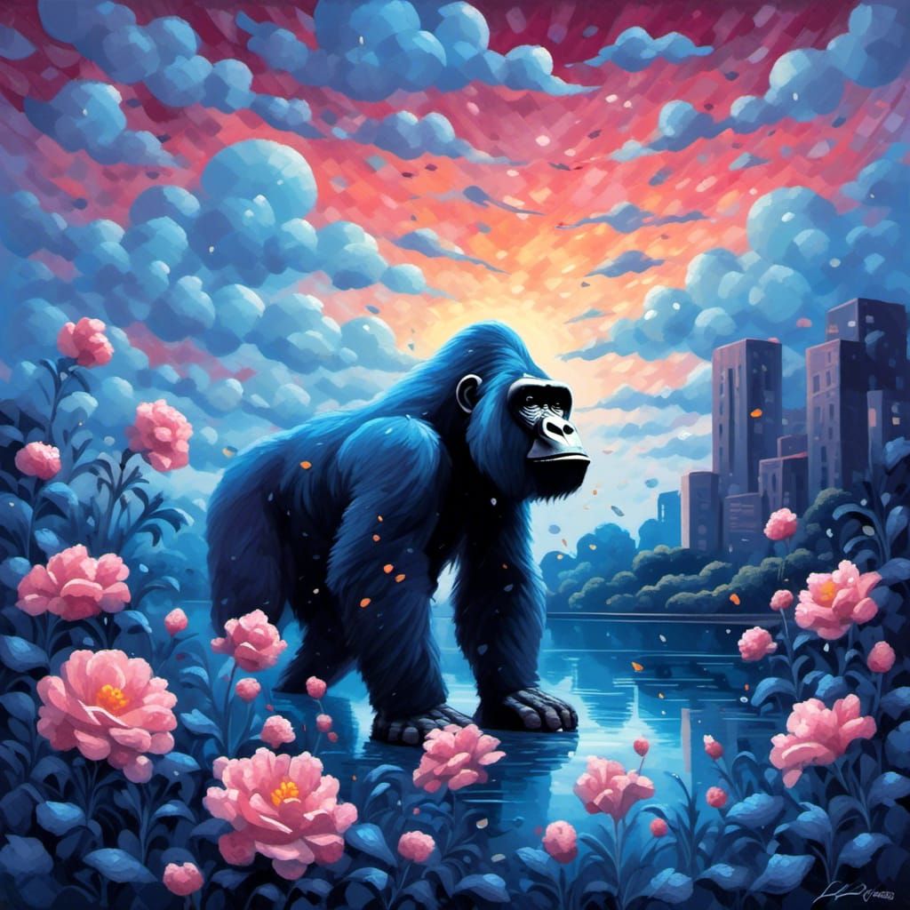 Menacing Blue Storm Clouds: Impasto Painting