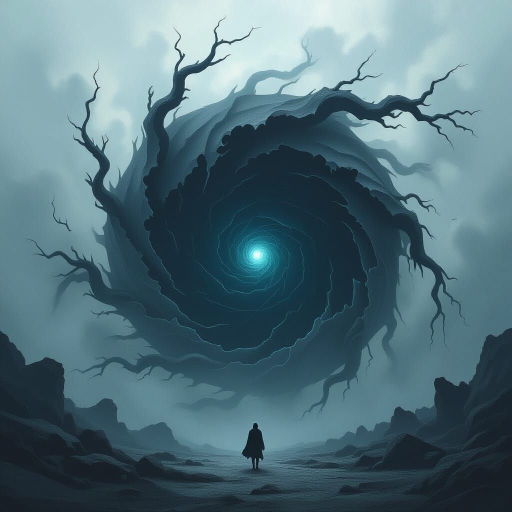 Dark Fantastical Void with Swirling Shadows