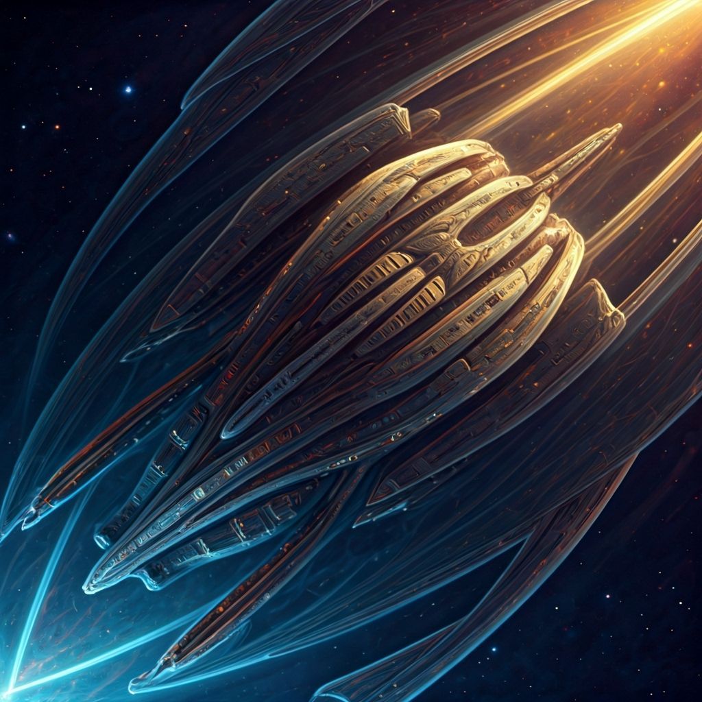 Ethereal Starship in Cosmic Nebula, Digital Matte Painting S...