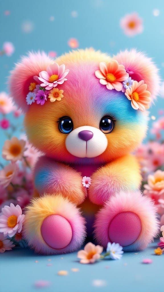 Vibrant Teddy Bear Concept Art with Intricate Details