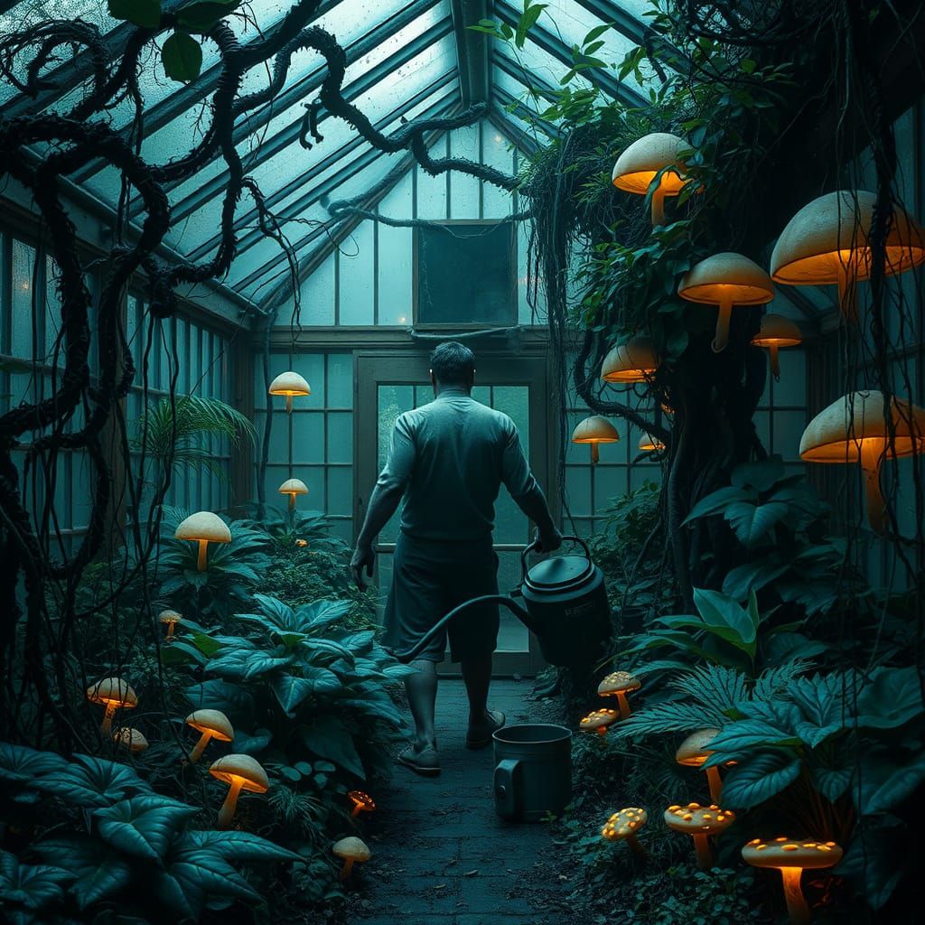 Glowing Fungi Overtake Forgotten Greenhouse
