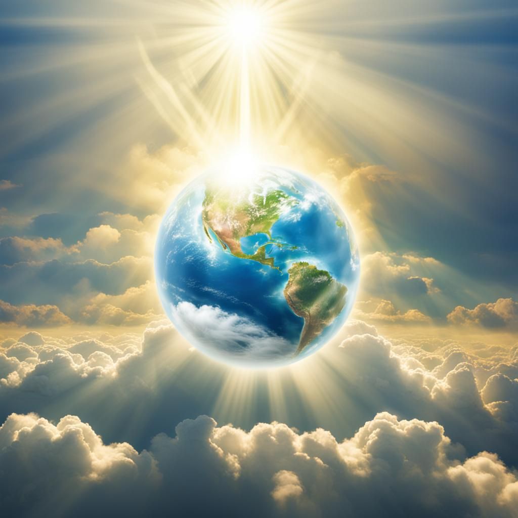 Heavenly Sunshine Beams Through Soft Clouds