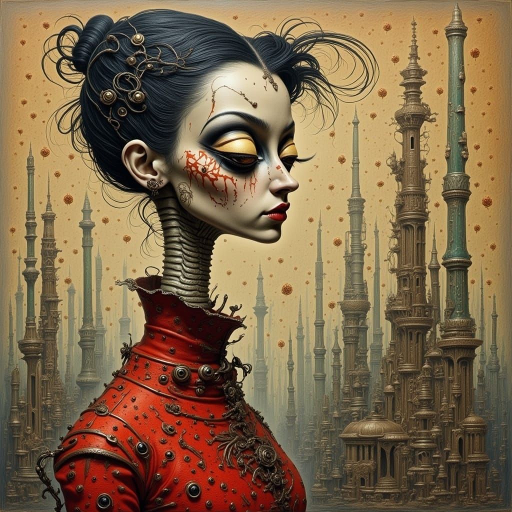 Elongated Figure in Abstract Surrealist Style