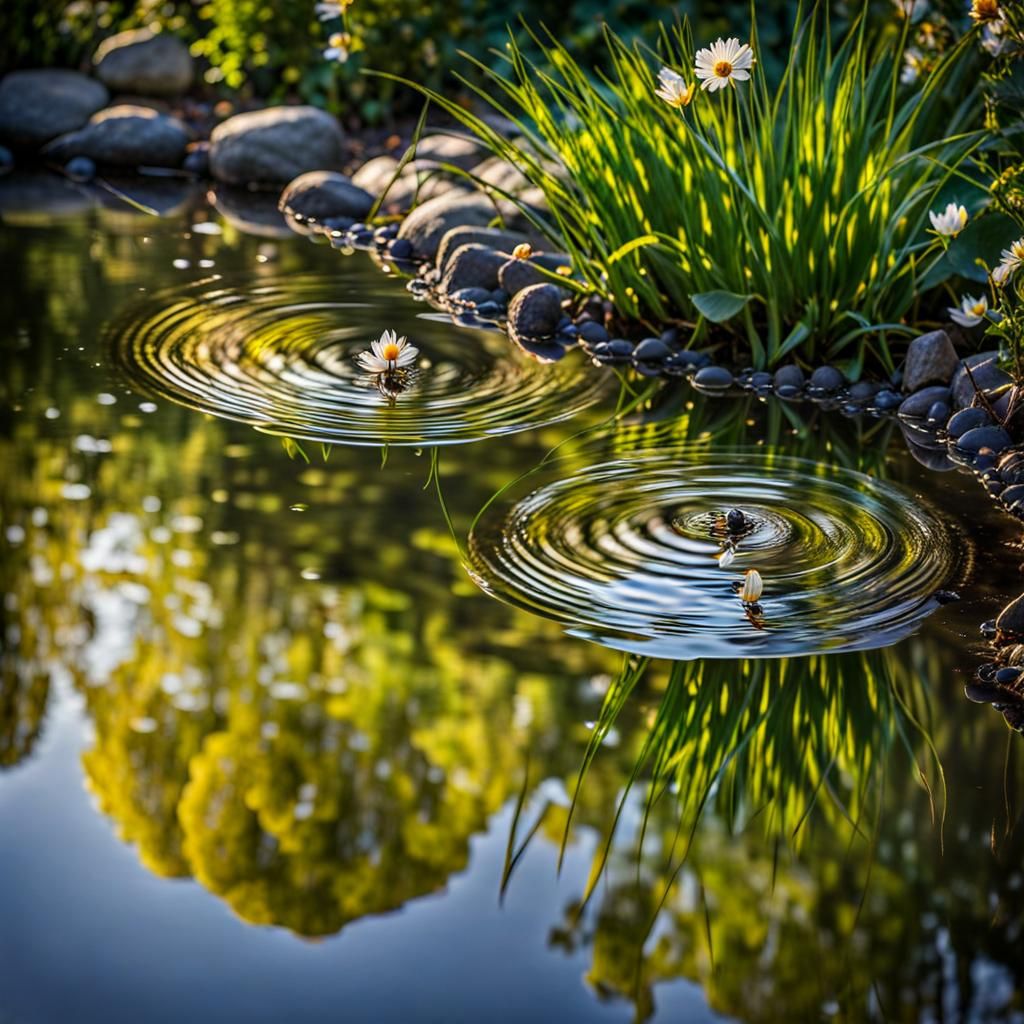 Gorgeous Ripples in Garden: Hyperrealistic Art Photography