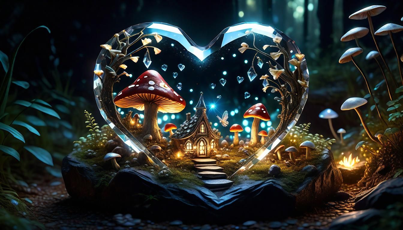 Crystal Heart Fairy Village: Photorealistic CGI Art