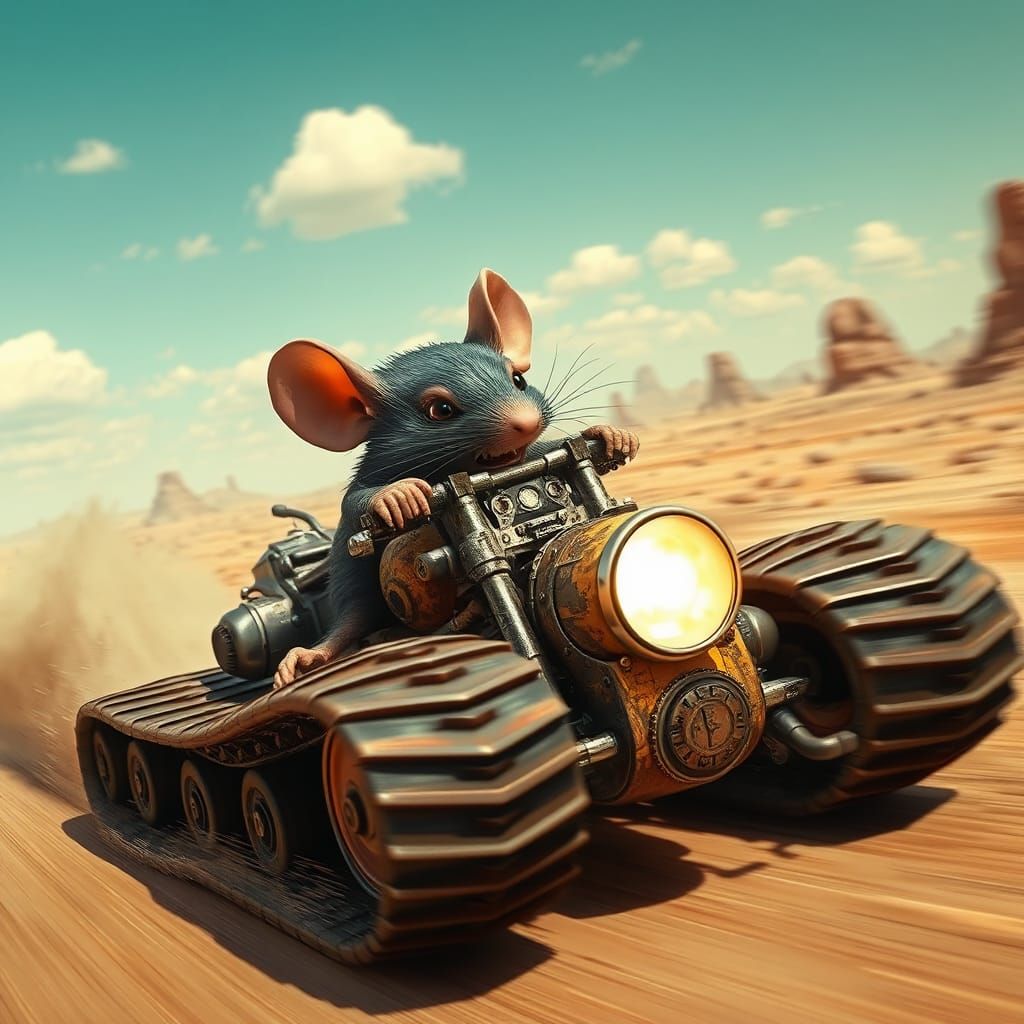 Chibi Rat Races Motorcycle Tank in Wasteland