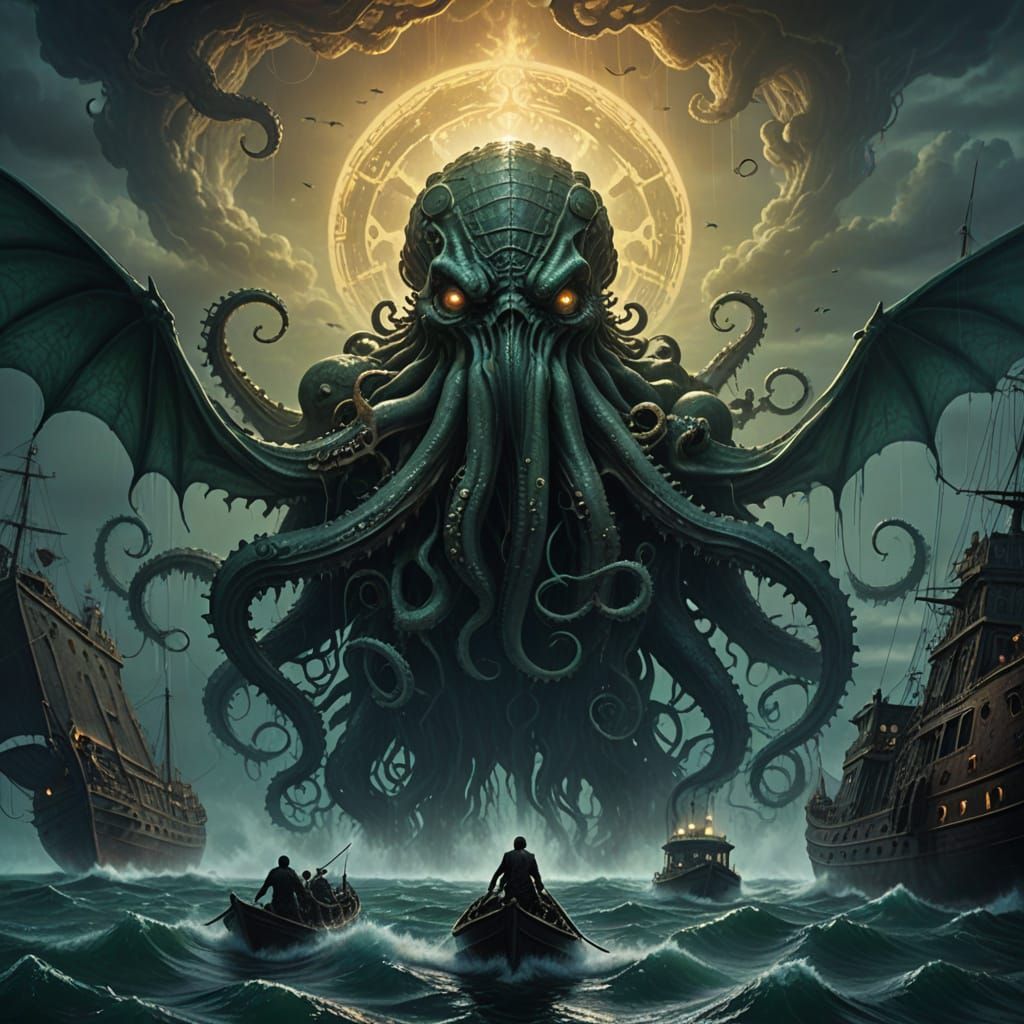 Colossal Cthulhu Roars from Ocean Depths
