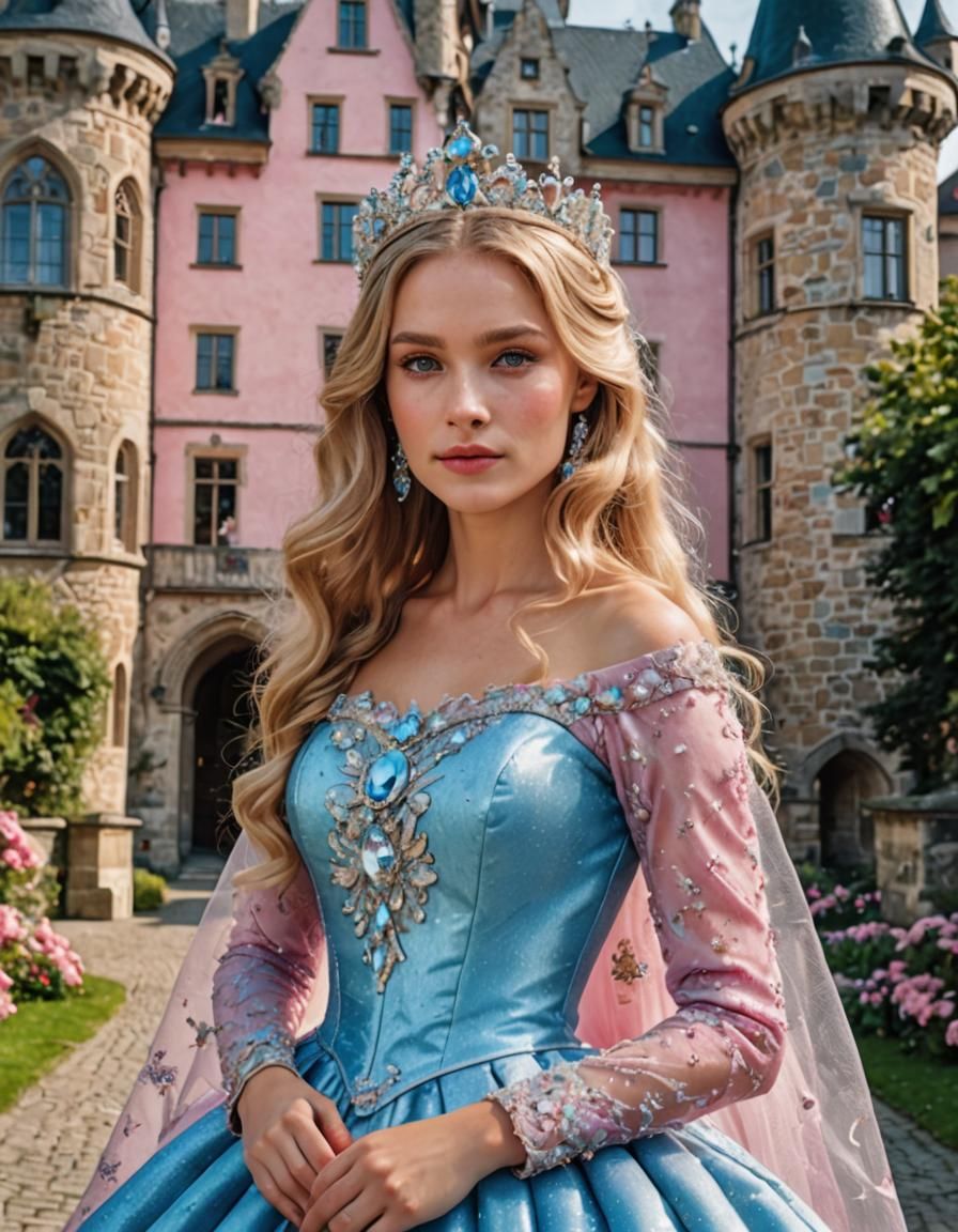 Blonde Sleeping Beauty in Glittering Gown