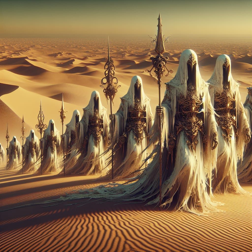 Spectral Desert Caravan: Fantasy Concept Art