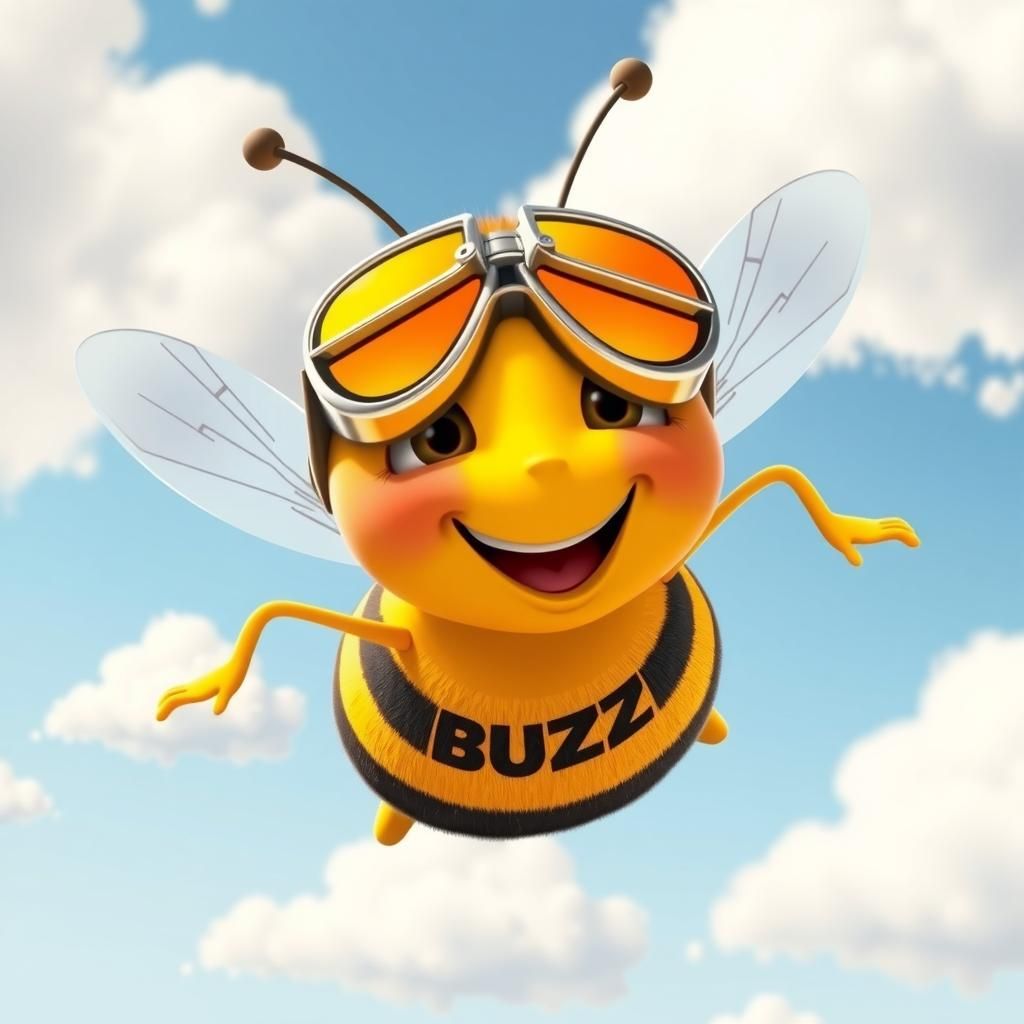 Pixar Bee Flies Cheerfully Through Candy Sky