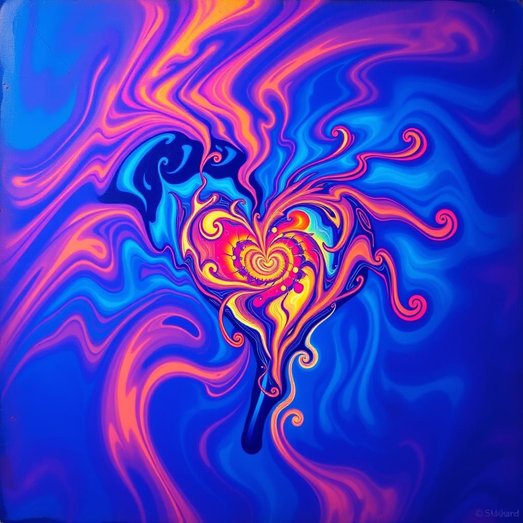 Psychedelic Heart Spiral in Vibrant Colors