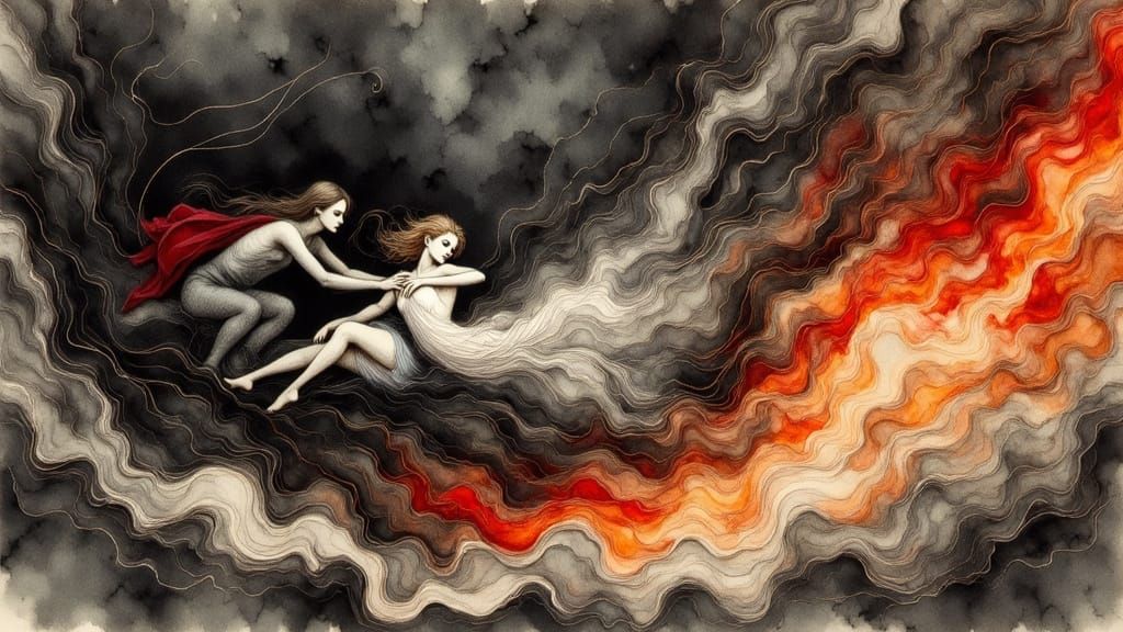 Proserpine's Fiery Abduction by Pluto in 1888 Style