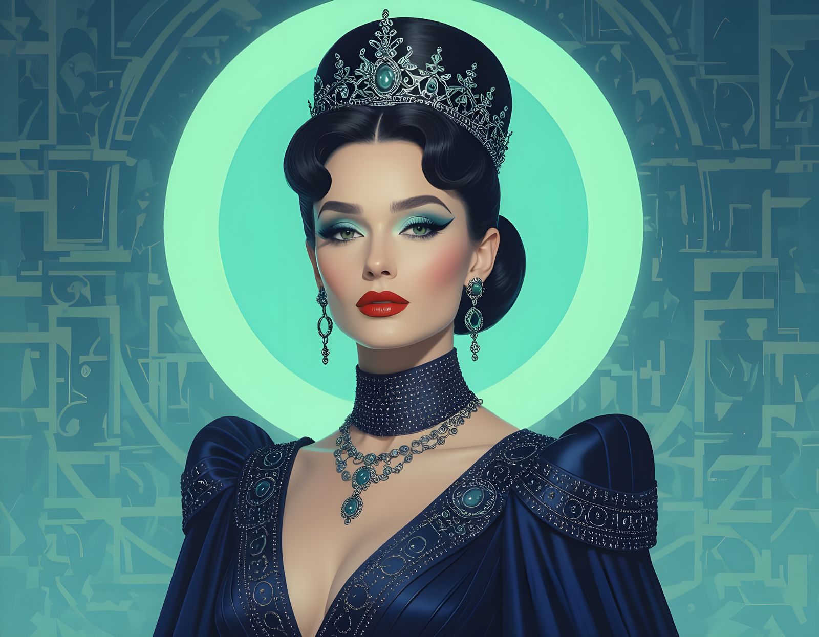 Futuristic Queen Portrait in Dark Surreal Style