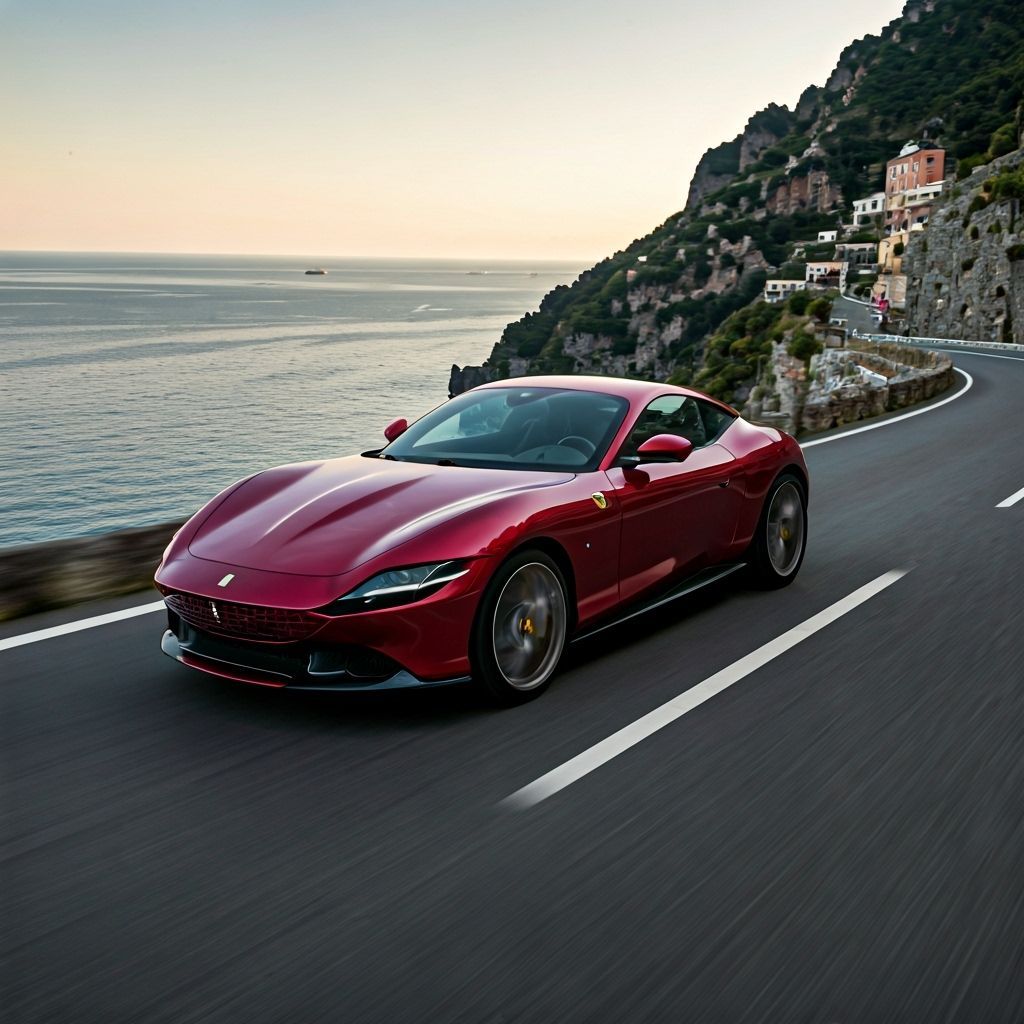 Ferrari Roma Navigates Amalfi Coast Road